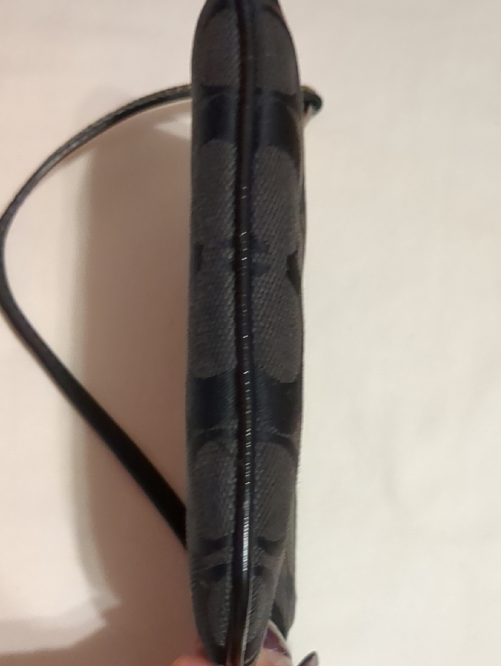 Coach Small Black Signature Canvas Wristlet - Picture 9 of 12
